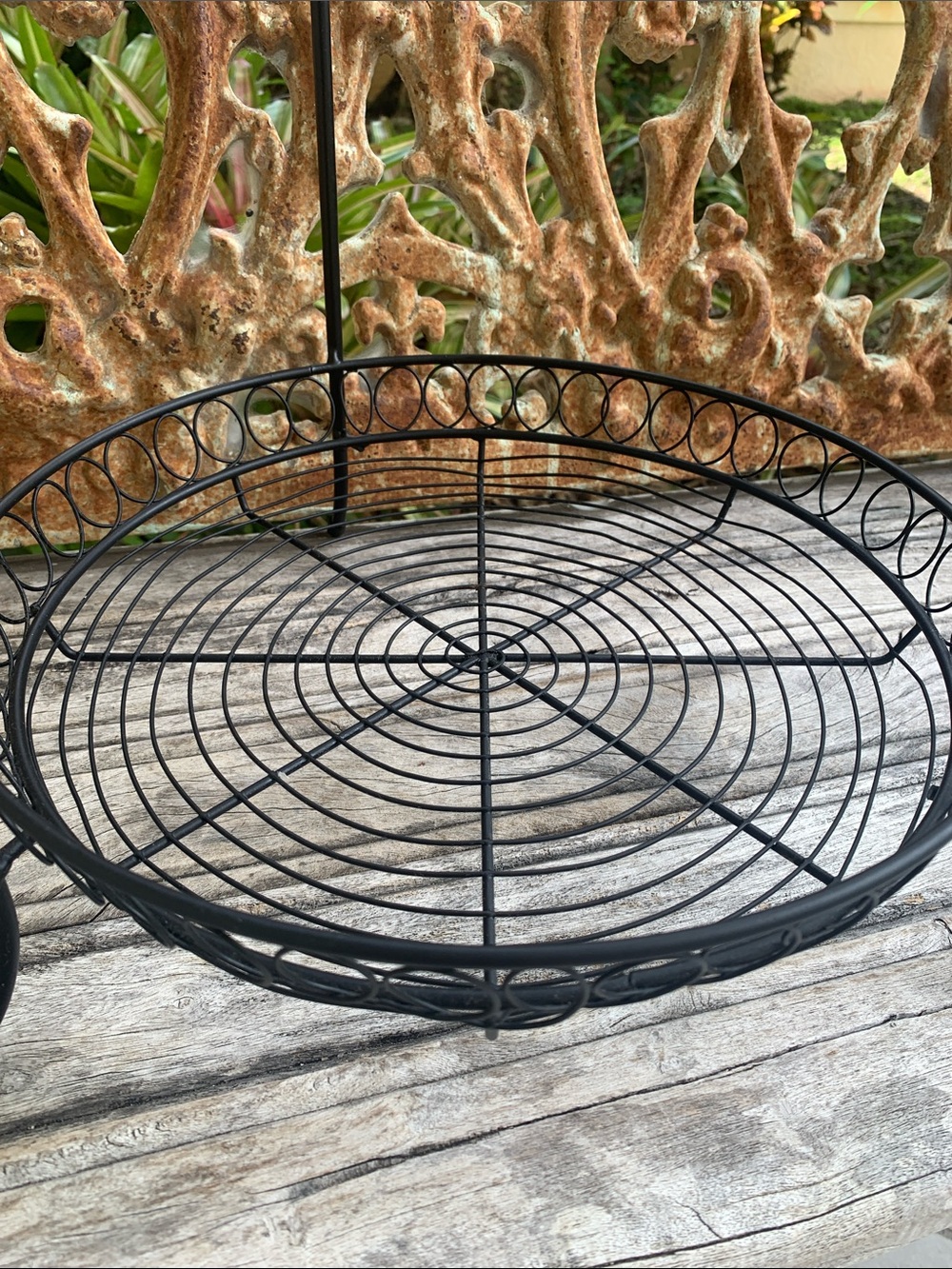 Vintage Two-Tier Decorative Metal Wire Stand - Black - Picture 3 of 8